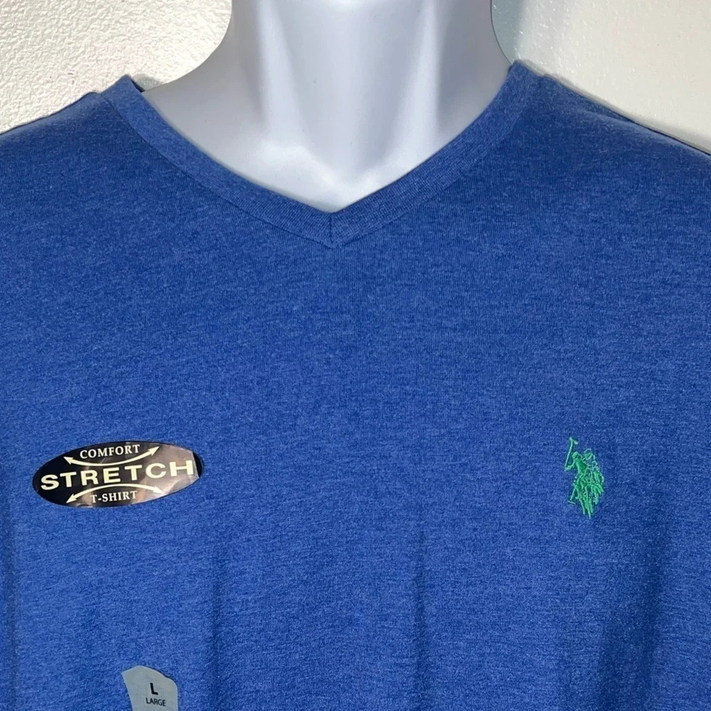 U.S. POLO ASSN., L, NWT, comfort, stretch, V-neck T-shirt w/logo contrast stitch